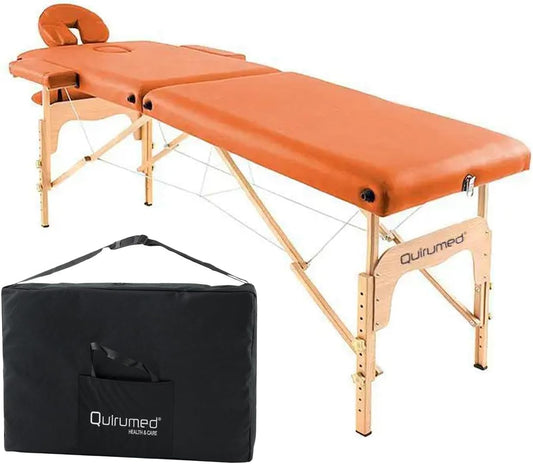 Massagetafel – Massagebank, Behandeltafel, Behandelbank, Fysiotherapietafel – Oranje – Inklapbaar, 186 x 66 cm – Kunstleer, In Hoogte Verstelbaar