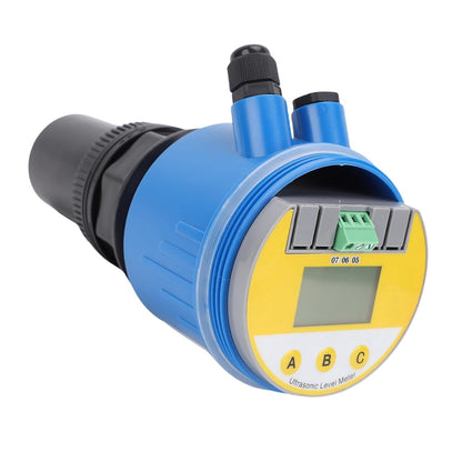 Digitale ultrasoon niveaumeter – Ultrasone niveausensor, vloeistofniveaumeter, niveauzender, vloeistofsensor – Voor water en afvalwater – 0-10 m meetbereik – Helder LED display en 4 tot 20 mA uitgang