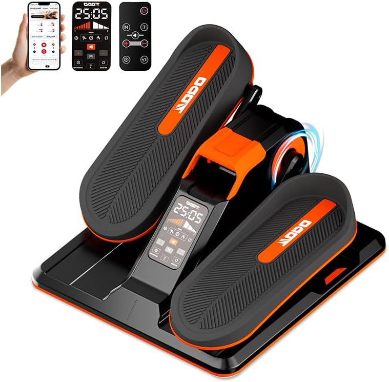 Elliptische Trainer – Crosstrainer – Mini Hometrainer – Fietstrainer – Pedaltrainer – Oranje Variant – 7 Weerstanden – 12 Snelheden Met App & Afstandsbediening - QUORE