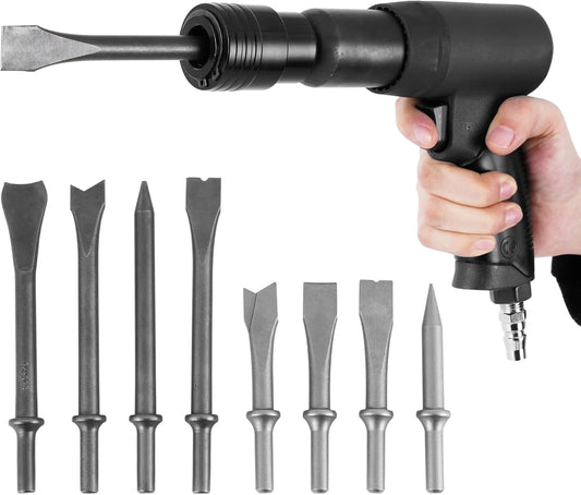 Pneumatische Luchthamer – Air Hammer – Sloop Hamer – Beitelhamer – Gaschop – Compact & Krachtig – 9 Beitels Inclusief