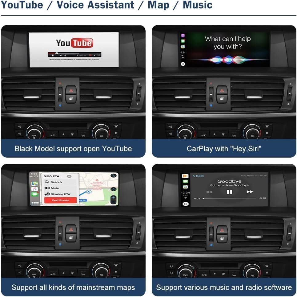 Ninetom Apple Carplay Draadloze adapter, decoder voor BMW NBT-systeem, X1, X3, X4, X5, X6-serie 2012-2016 jaar, ondersteunt draadloze Android Auto, Mirrorlink, GPS-navigatie, Siri, achteruitrijcamera