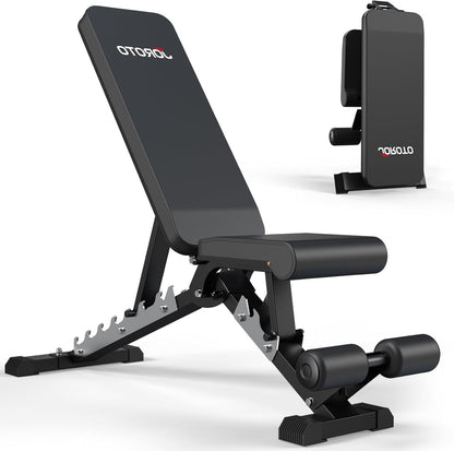 Verstelbare Halterbank – Fitnessbank – Trainingsbank – Krachtbank – Opvouwbare Bank – Maximale Belastbaarheid 360 kg – Robuust 1,5 mm Stalen Frame - QUORE