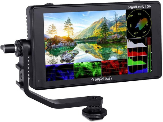FEELWORLD LUT6 2600Nit Video Field Monitor 6 Inch TouchScreen Camera Monitor with 3D LUT, HD 1920x1080 IPS,4K HDMI Input/Loop Output,HDR Waveform,Focus Video Assist for DSLR - QUORE