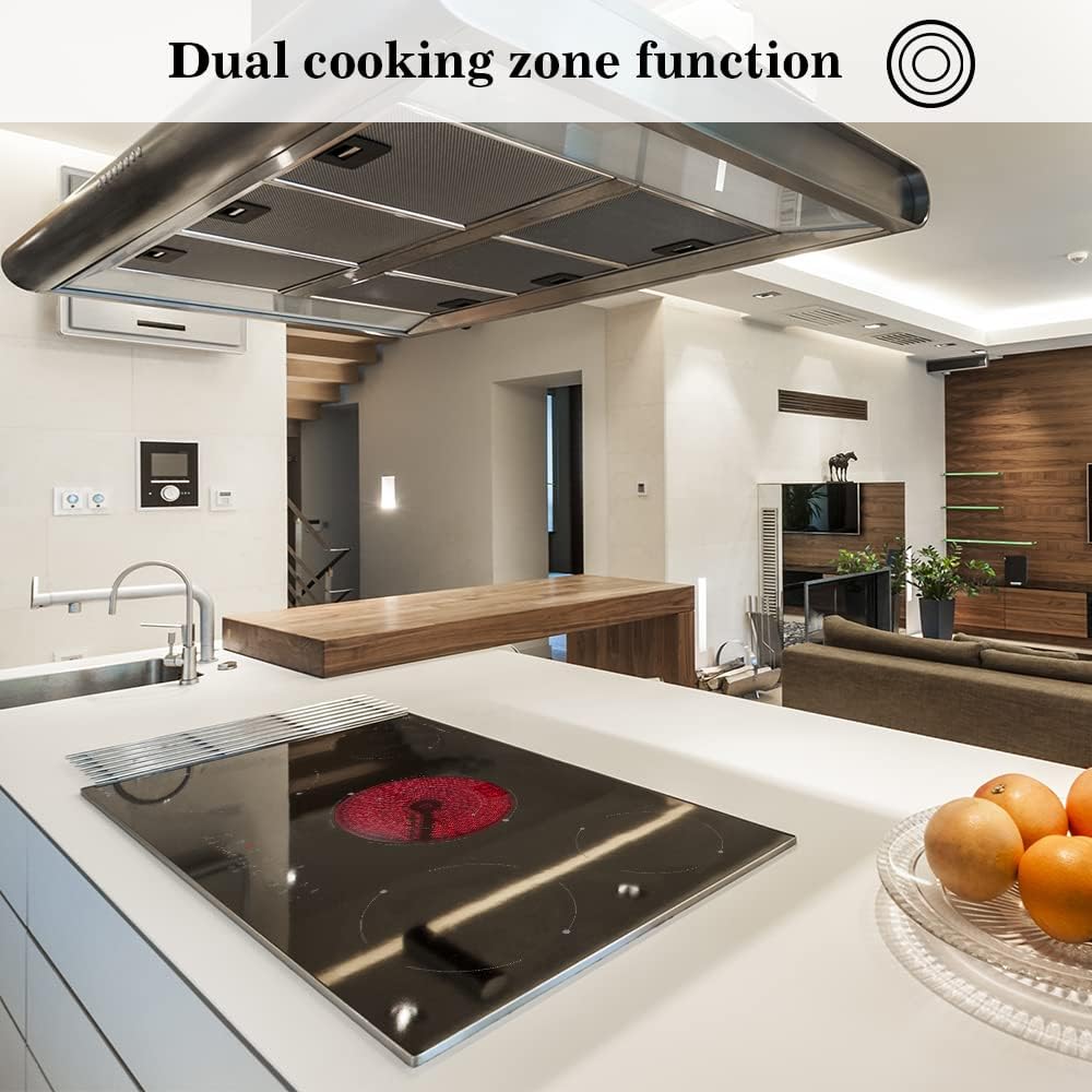 COVERCOOK Keramische kookplaat, 5 pitten, inbouw, elektrische kookplaat, 77 cm, 8200 W, touch-bediening, timer, zwart