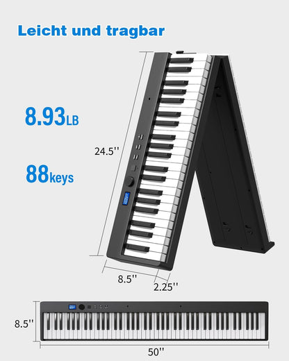 Opvouwbare Piano Met 88 Toetsen – Keyboard – Pianotoetsenbord – Digitale Piano – E-Piano – 180° Opvouwbaar – Bluetooth/MIDI