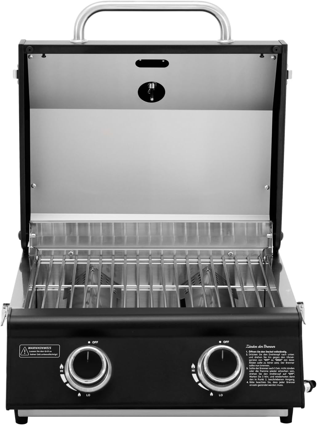TAINO Platinum Compact Dark Table Grill 2 Burners Gas Grill Compact Camping Mini Grill Portable BBQ - QUORE