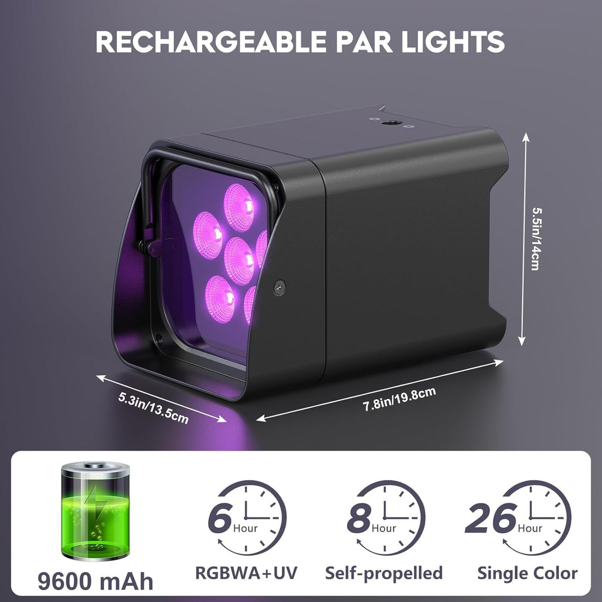 Led-spots, accu, 2 stuks, 108 W, RGBWA-UV podiumverlichting met app-bediening, led-par accu met DMX en afstandsbediening voor feestjes, clubs, bars, Halloween, Kerstmis