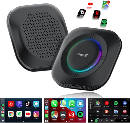 CarlinKit Android 13 CarPlay AI Box, draadloze CarPlay en draadloze Android Auto Adapter voor bedrade CarPlay auto's, RAM 4G+ROM 64G, Carlinkit Tbox S2 Ondersteuning PlayStore Apps Downloaden, Netflix