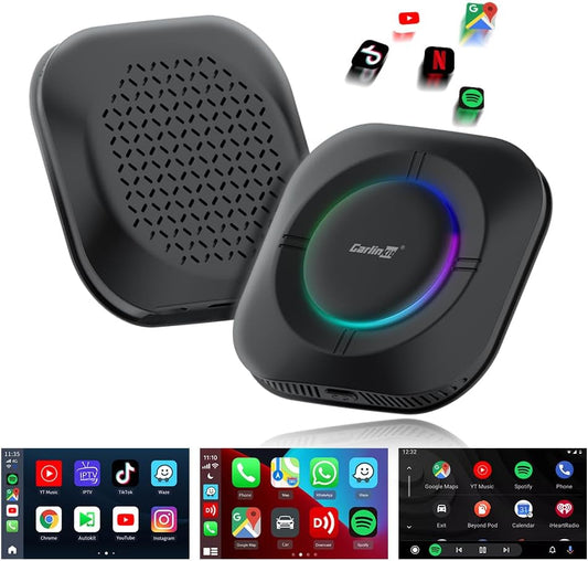 CarlinKit Android 13 CarPlay AI Box, draadloze CarPlay en draadloze Android Auto Adapter voor bedrade CarPlay auto's, RAM 4G+ROM 64G, Carlinkit Tbox S2 Ondersteuning PlayStore Apps Downloaden, Netflix