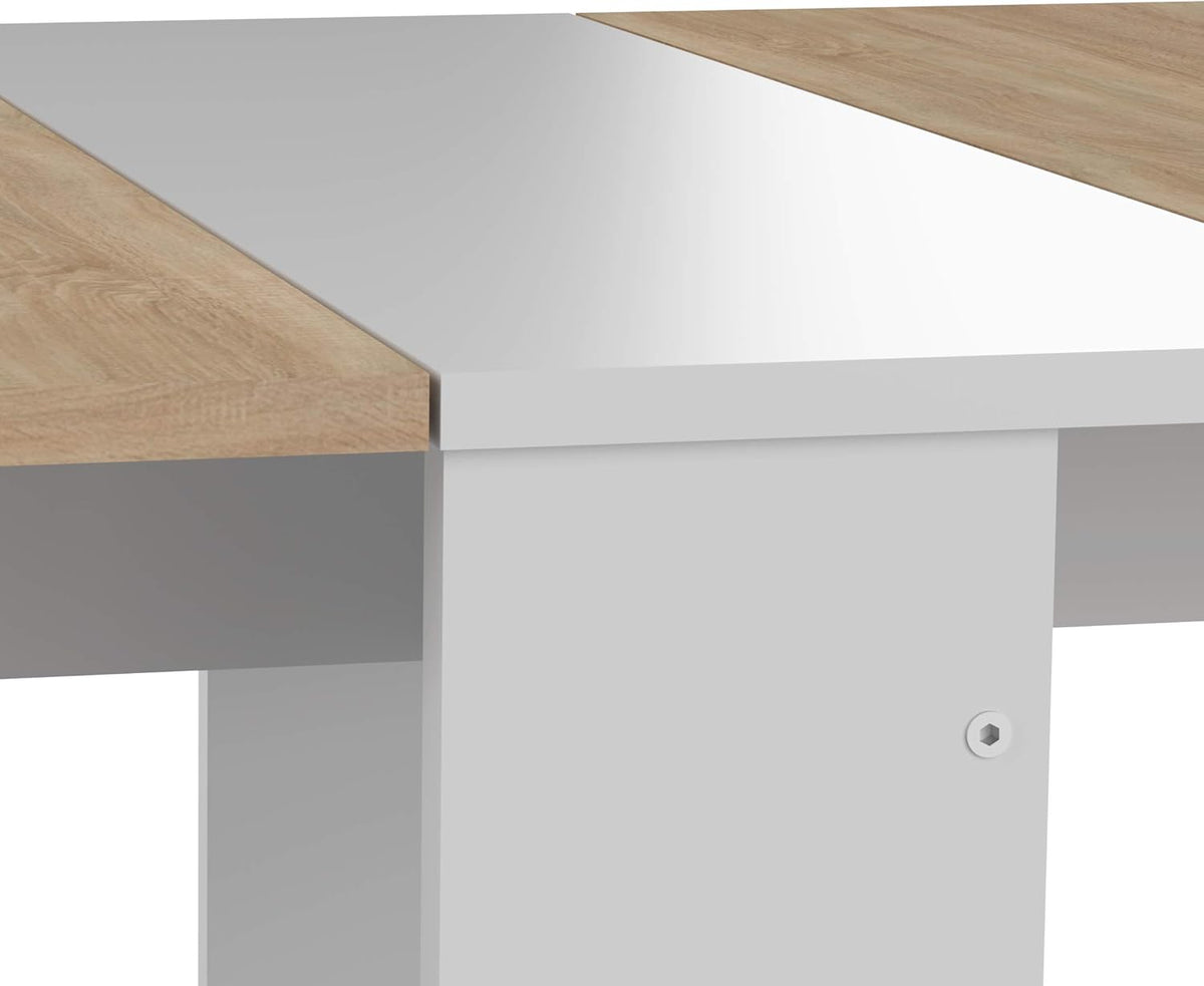 Symbiosis Trick B2 tafel, hout veredeld, blanc/chêne naturel, 73,4 x 103 x 76 cm