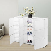 Shoe Cabinet - Shoe Rack - Portable Shoe Rack - 36 Pairs of Shoes - DIY Shelf Organizer - Plastic Shoe Cabinet - with Doors - Entrance - White