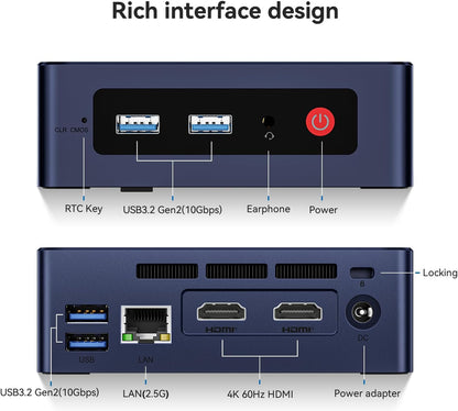 Mini PC – Mini Computer – Desktop PC – Compacte PC – Werkstation – Intel Alder Lake-N95 Processor – 8GB DDR4 RAM & 256GB SSD