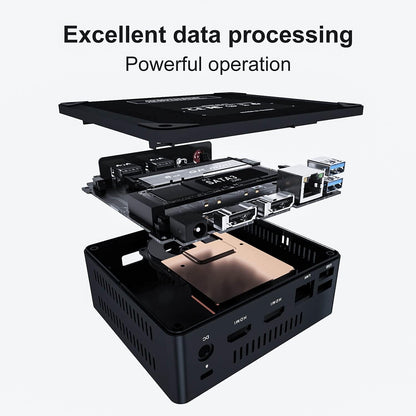 Beelink HISTTON Mini PC, Windows 11 Pro, Quad Core J5005, 2x HDMI Ultra HD 4K, 8GB DDR4 RAM, M.2 128GB SSD, 2.5" SATA3 Slot for Extra HDD/SSD, Wi-Fi 5AC Gigabit Ethernet - QUORE