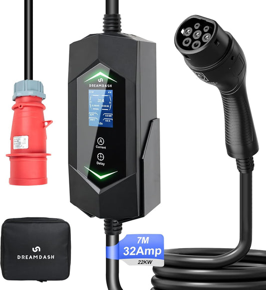 <font dir="auto" style="vertical-align: inherit;"><font dir="auto" style="vertical-align: inherit;">        Mobile Wallbox charging station 22KW [3-phase] red CEE 32A to type 2 7M charging cable, adjustable 6-32A, 1-12 hours, IP65, -30 °C to 50 °C, IEC 62