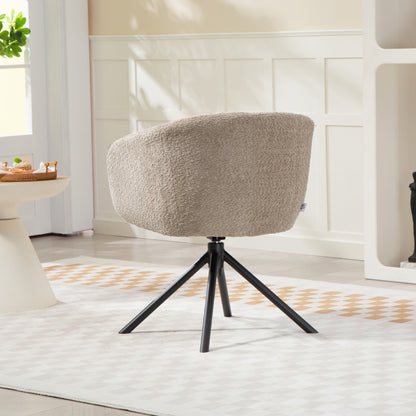 Draaifauteuil – Fauteuil – Loungestoel – Relaxstoel – Zithoekstoel – Lichtbruin – Zachte Bekleding – Draaibaar Tot 120 Kg