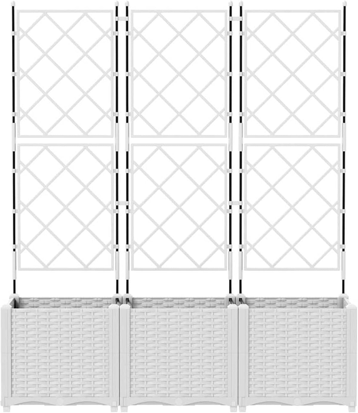 Gecheer Trellis 42002908 Tuinplantenbak, 3 stuks, wit, 120 x 40 x 143 cm, bloembak, bloembak, bloempot, voor balkon, tuin, terras, bloemen - QUORE