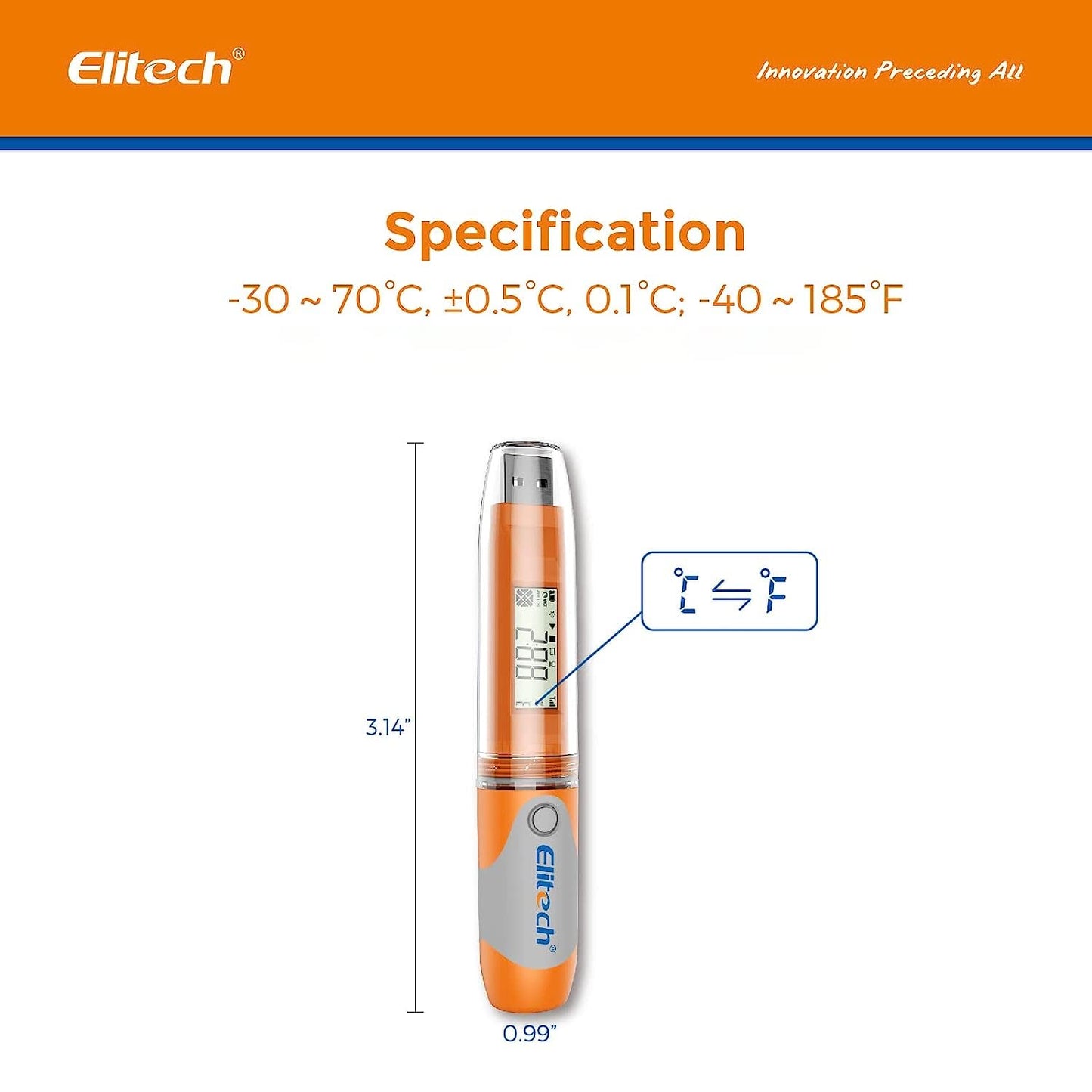 Elitech RC-51 PDF temperatuur USB datalogger recorder testpunten stiftstijl 32000 opnamepunten (10 stuks)