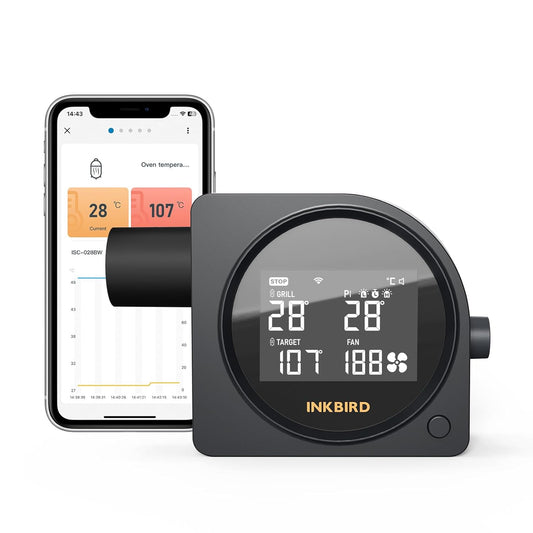 INKBIRD Wi-Fi 5GHz en Bluetooth Barbecue Temperatuurcontroller met 5 Probes, Automatische Barbecueventilator, Hoge en Lage Temperatuur Alarmen