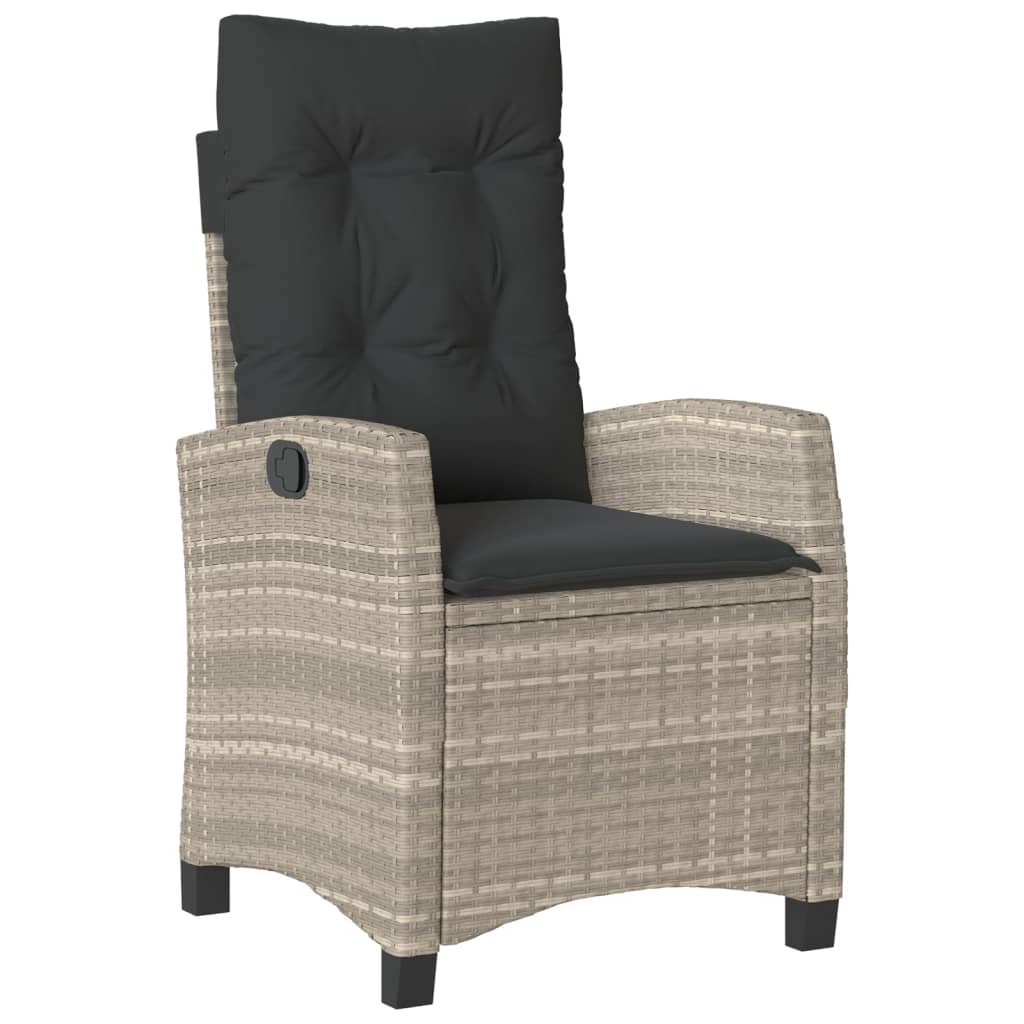 Loungebank – Tuinbank – Loungeset – Buitenbank – Tuinmeubel – PE-Rattan – Verstelbare Rugleuning – Lichtgrijs