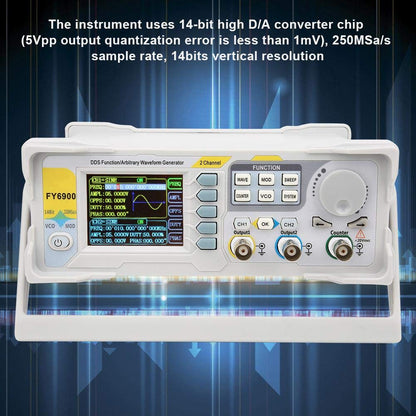Digitale signaalgenerator, FY6900 sinus 0-30 MHz 2,4 inch TFT-scherm DDS-functie Golfvormpulsbrongeneratoren Frequentiemeter 250 MSa/s VCO-burst AM/PM/FM/ASK/FSK/PSK-modulatie (EU)