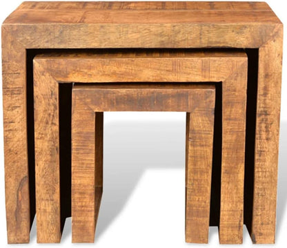 Mango wood matching tables in antique look (set of 3) side table
