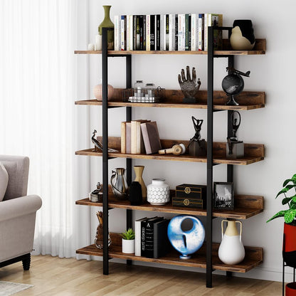 Tribesigns Bookshelf Bookcase Storage Rack Standing Shelf Industrial Stable Bookcase with Iron Tube Frame for Home, Living Room, Bedroom, Office