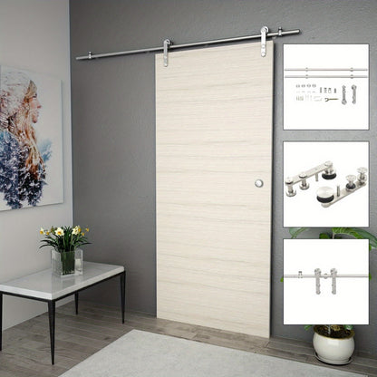 Schuifdeurbeslag Kit – Schuifdeursysteem – Deurscharnier – Railset – Schuifdeurrails – Roestvrijstaal 183 cm – Zilver – Duurzaam & Makkelijk te Monteren