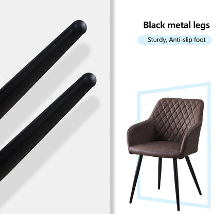 Kuipstoel – Eetkamerstoel – Armstoel – Stoel – Kunstleren Stoel – Set van 2 – Donkergrijs – Memory Foam – Aluminium Frame