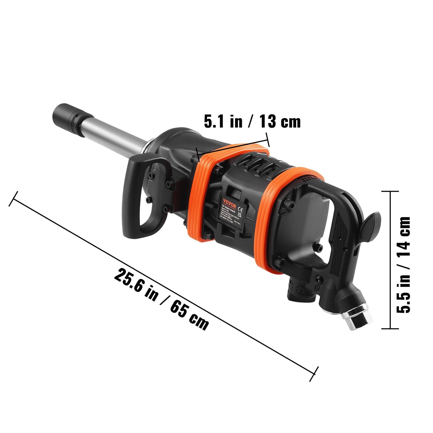 1 Inch Lucht Slagmoersleutel – Pneumatische Impact Gun – Slagmoersleutel – Luchtimpact Sleutel – Air Impact Wrench – Zware Klussen – Hoog Koppel 5175 ft-lbs – 8 Inch Lange Ankerstift