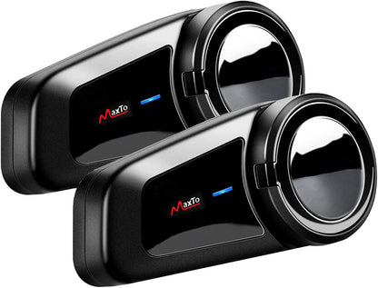 QSPORTPEAK Motorhelm Bluetooth Headset Communicatiesystemen Kit, 2 stks M2 1000M 6 Rijders Helm Bluetooth Intercom met Ruisonderdrukking, BT5.0/FM Radio/Siri/Universele koppeling/Waterdicht