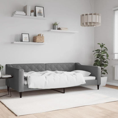 Bankbed – Slaapbank – Bedbank – Logeerbed – Sofa Bed – Donkergrijs – Ruimtebesparend Ontwerp – Stevig Massief Houten Frame – 100x200 cm