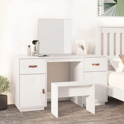 Tidyard Dressing table with mirror, dressing table, chest of drawers, dressing table, vanity table, makeup mirror, bedroom, solid pine, white - QUORE