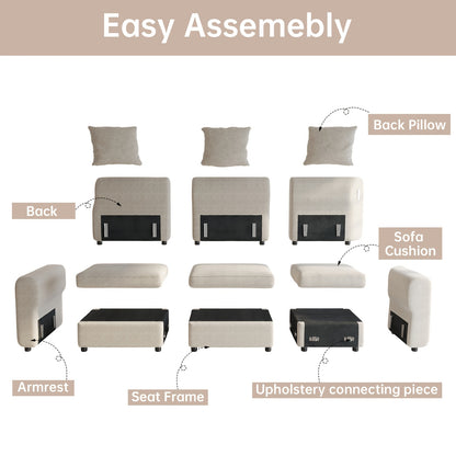 Moderne Modulaire Hoekbank – Loungebank – Zithoek – Sofa – Hoekzetel – 6-Persoons Beige Variant – Ruimtebesparend Ontwerp – Volledig Gemonteerd