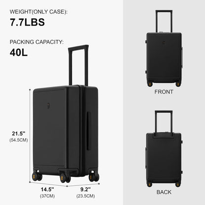 LEVEL8 Koffer Bagage 54.5 cm Cabine koffer PC Materiaal Lichtgewicht Ingebouwd TSA-slot, 8 Spinnerwielen, Handbagage,Hardcase Trolley, 20 inch,40L,Zwart