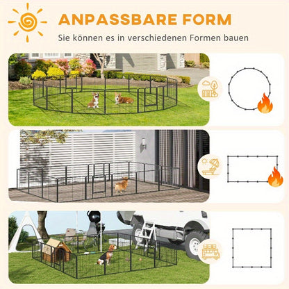 Dierenren – Puppy Ren – Hondenren – Konijnenren – Knaagdierren – Extra Groot 16 Panelen – Roestvrij Staal, Verstevigd Frame