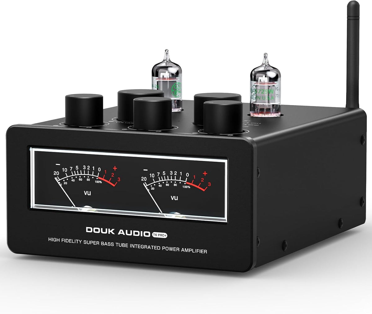 Douk Audio T6 PRO Bluetooth buisversterker: 300 W x2 TPA3255 2-kanaals stereo versterker - dual VU-meter & super bas - voor thuisbioscoop- en hifi-systemen (zwart)