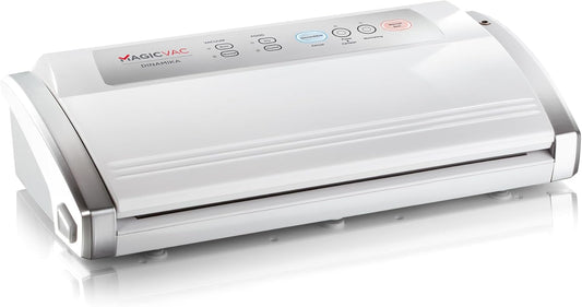 Magic Vac, Dinamika Vacuümmachine voor levensmiddelen, multifunctioneel, professioneel, voor vacuümzakken, containers en marineren, met vacuümset voor levensmiddelen, zilverwit