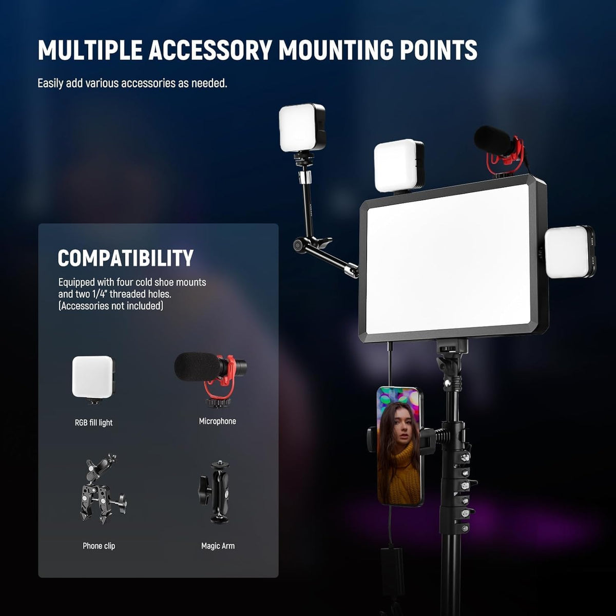 Led-Videolichtset Set van 2 – Videolamp – Studiolamp – Paneellamp – Fotolamp – 320 Leds Per Lamp – Dimbaar 1-100% En 2700-6500 K