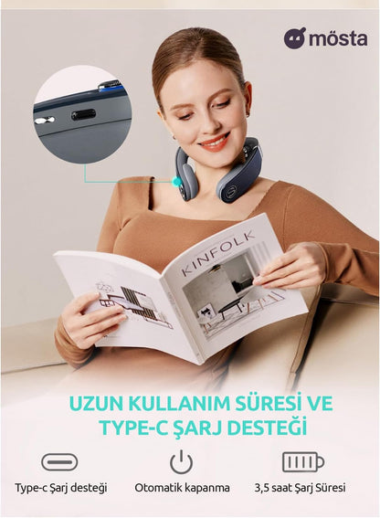 Opvouwbaar Nekmassageapparaat – Nekmassage – Schoudermassageapparaat – Shiatsu Massageapparaat – Massagekussen – 9 Massagekoppen – 5 Modi & 4 Warmte-/Vibratieniveaus