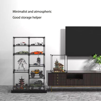 Acrylvitrine, transparante stapelvitrine, verzamelvitrine, stofdicht, zelfmontage met deur, voor speelgoedfiguren, modelauto's die figuren verzamelen (55 x 30 x 35 cm)