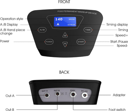 TATELF Digitale permanente make-upmachine, multifunctionele microbladmachine met voetpedaal, touch-control, power supply naalden voor wenkbrauw, eyeliner, lip