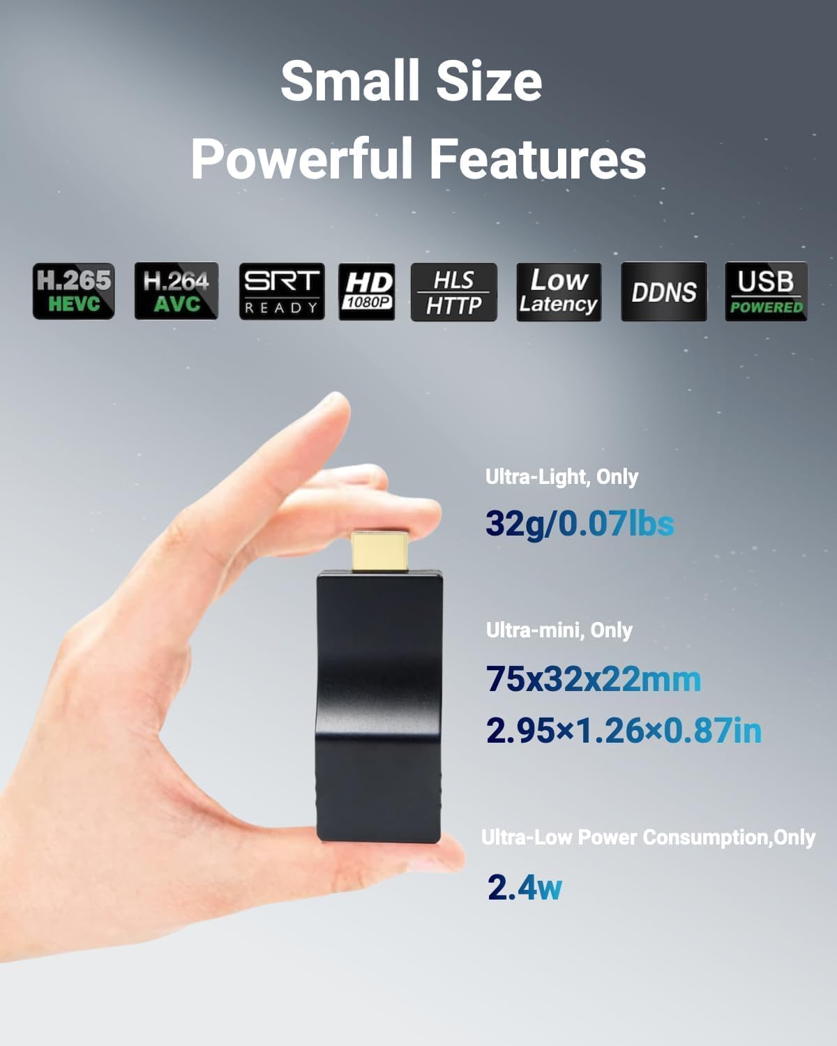 DDMALL HDMI-video-encoder, H.265 H.264 HDMI-encoder voor live streaming 1080p/1080i, draagbaar formaat, stabiele stroom, ondersteuning SRT, HLS, RTMP, RTMPS, RTSP, UDP, TCP, model HEV-2K