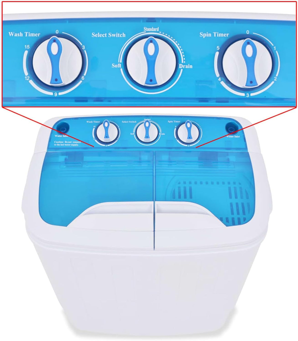 Miniwasmachine – Kleine Wasmachine – Compacte Wasmachine – Camping Wasmachine – Huishoudelijke Wasmachine – Dubbele Trommel – 5,6 kg Capaciteit