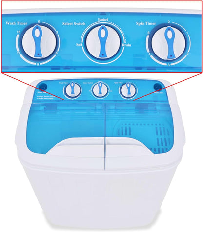 Miniwasmachine – Kleine Wasmachine – Compacte Wasmachine – Camping Wasmachine – Huishoudelijke Wasmachine – Dubbele Trommel – 5,6 kg Capaciteit