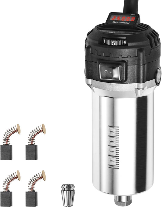 Genmitsu 710 W CNC-compacte frees, 65 mm diameter, spindelmotor met digitaal lcd-display, 6 instelbare snelheden, 1/8" ER11 spantang, 4 koolborstels, voor CNC-freesmachines