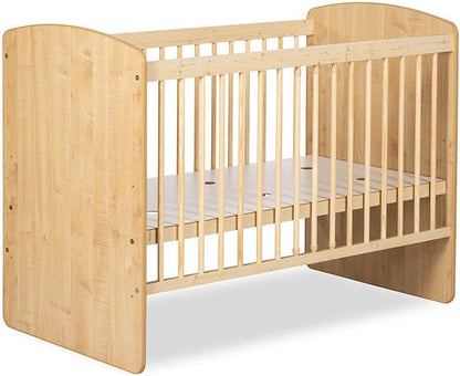 baby bed K2 natural wood 120 x 60 cm with slatted bed bed cot 3 levels adjustable in height - naturalPine wood & MDF - QUORE