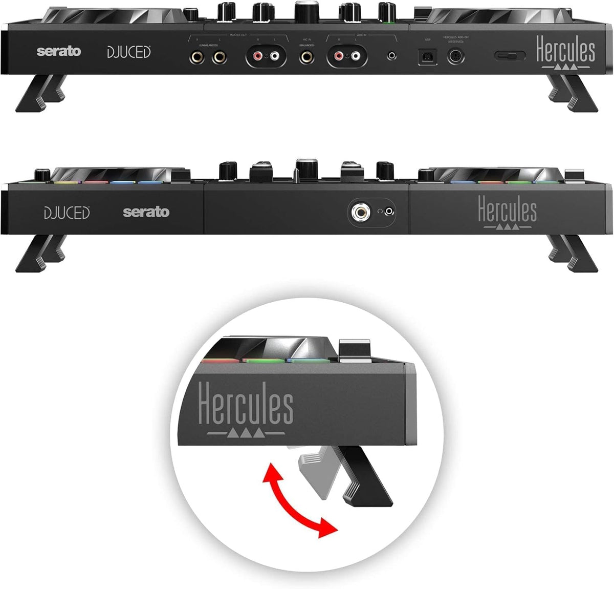 Hercules DJControl Inpulse 500 2-Deck USB DJ Controller for Serato DJ and DJUCED & Hercules DJMonitor 4-2 x 20 Watt RMS actieve DJ Monitor Speaker