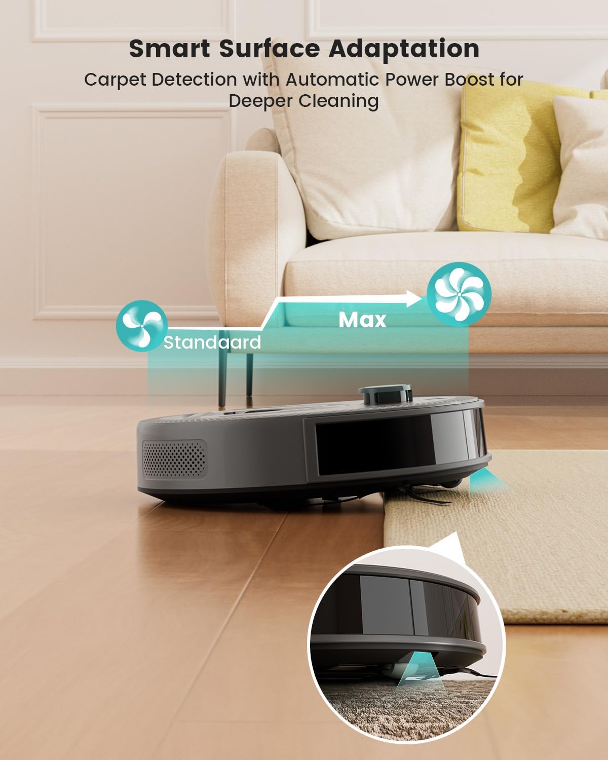 Lefant M330 Pro Robotstofzuiger en Dweilrobot Met 3-In-1 Mapping, Dtof-Navigatie, 5000Pa, Diameter 28 Cm, Obstakelvermijding Psd 190°, App/Alexa/i Watch, Ideaal Voor Haren M