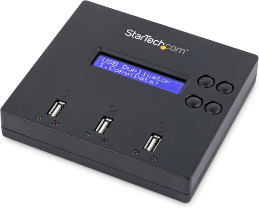 StarTech.com Standalone 1 naar 2 USB Thumb Drive Cloner en Wisser, Multiple USB Flash Drive Kloner, System/File/Whole-Drive Copy aan 1.5 GB/min, Single en 3-Pass Erase, LCD Display (USBDUP12)