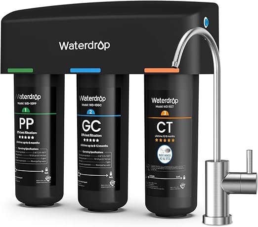 Waterdrop TSB Self-Faucet Water Filter System, NSF/ANSI 42 Certified, Filters Water in 3 Steps, Reduces Fluorides, Lead, Chlorine, Bad Taste - QUORE